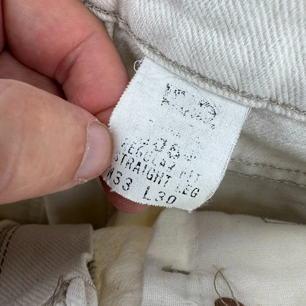 Vintage Levis Jeans Mens 33x30 (Fits 31x31) Cream Denim 505 Straight 90s USA